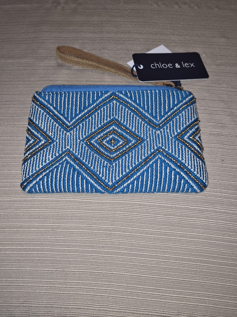 Chloe & Lex Teal/Blue Beaded Wristlet Clutch